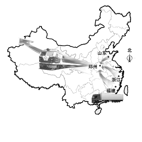 　未來(lái)將有更多沿海城市的貨物集中到鄭州，然后搭乘鄭歐班列出口歐洲。扈森 制圖