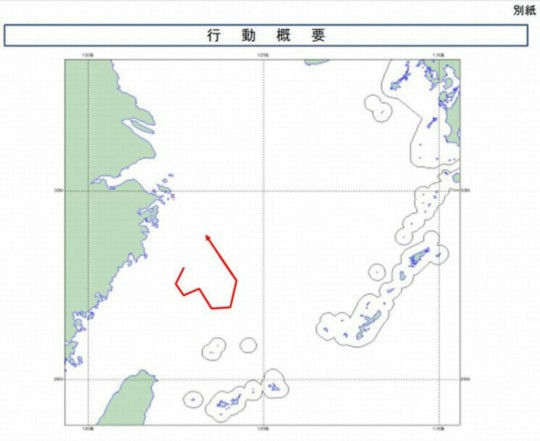 資料圖：日方公布的中國海監(jiān)運(yùn)-12飛機(jī)12月22日飛行路線。