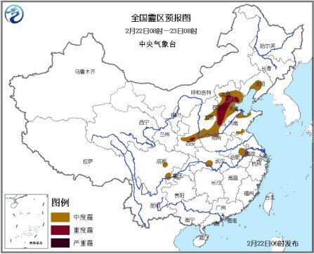全國霾區(qū)預(yù)報圖。