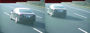 由于車速過快，高清探頭抓拍下的畫面，有一點點模糊 監(jiān)控截圖