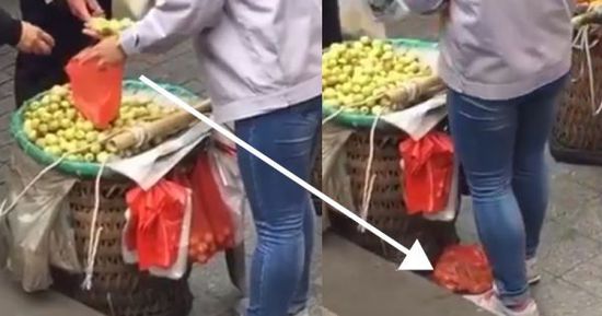 網(wǎng)上流傳的短片顯示，賣棗子棗子的小販以偷龍轉(zhuǎn)鳳的手段把棗子換掉。
