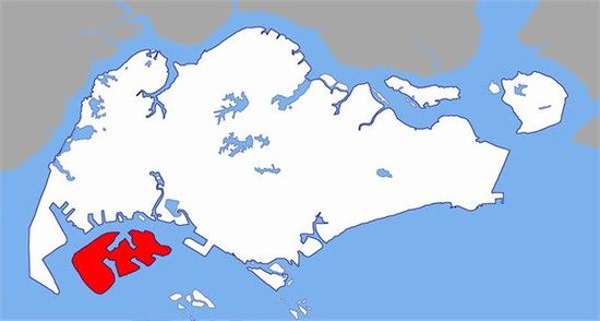 紅色為PX工廠所在裕廊島，與新加坡主城區(qū)距離5公里