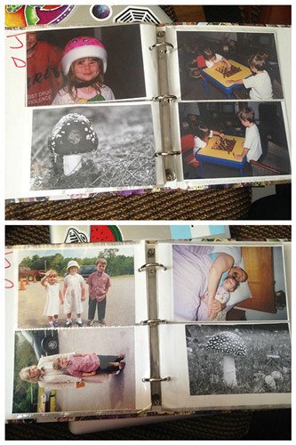 圖五：這位老爹最神的是，把一棵蘑菇的照片放進了家庭相冊里，真正地作為家人來對待。