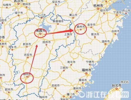 贛州到南昌高速公路400公里左右，南昌到浙江江山高速公路400多公里