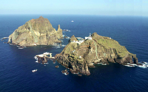 資料圖：日韓爭(zhēng)議島嶼，韓國(guó)稱“獨(dú)島”，日本稱“竹島”。
